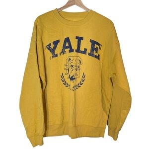 Yale University Bulldog Handsome Dan Pullover Sweatshirt Size L Unisex Yellow